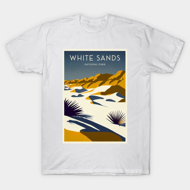 White Sands National Park Vintage Travel Poster T-Shirt by GreenMary Design